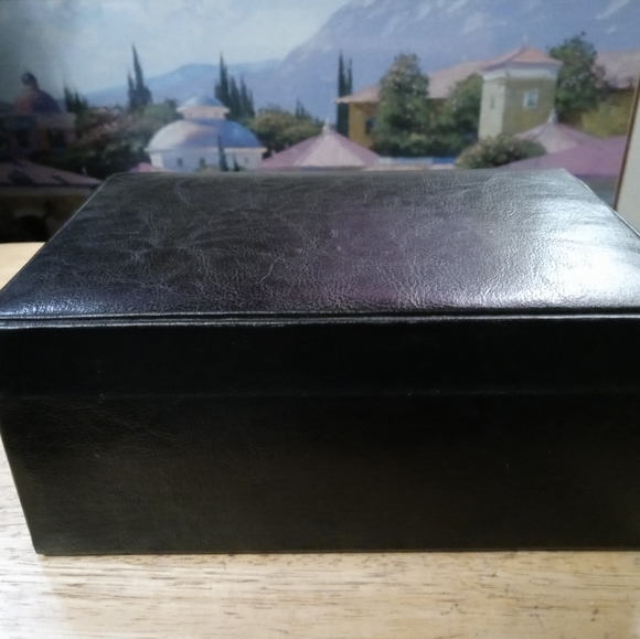 💍Vintage Blue Leather & Velvet Jewelry Box. With Draw,Size - Picture 15 of 16